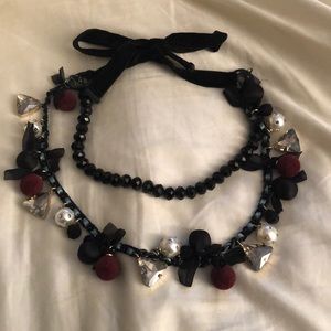 Zara black charmed statement necklace